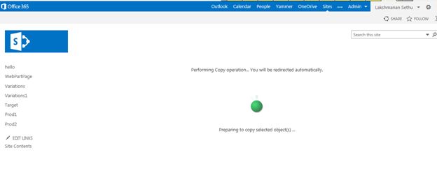 Copying action in progress